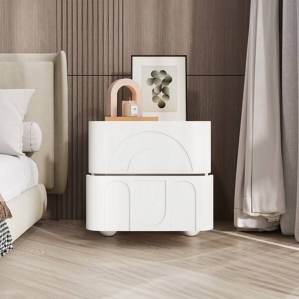 Bedroom Matte Spray Paint Bedside Table Dresser 2Drawers Sofa Side Table Accent Storage