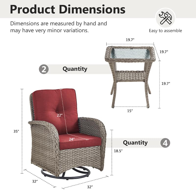 Gymojoy Outdoor Wicker Patio Furniture Chair Set Weather-Resistant