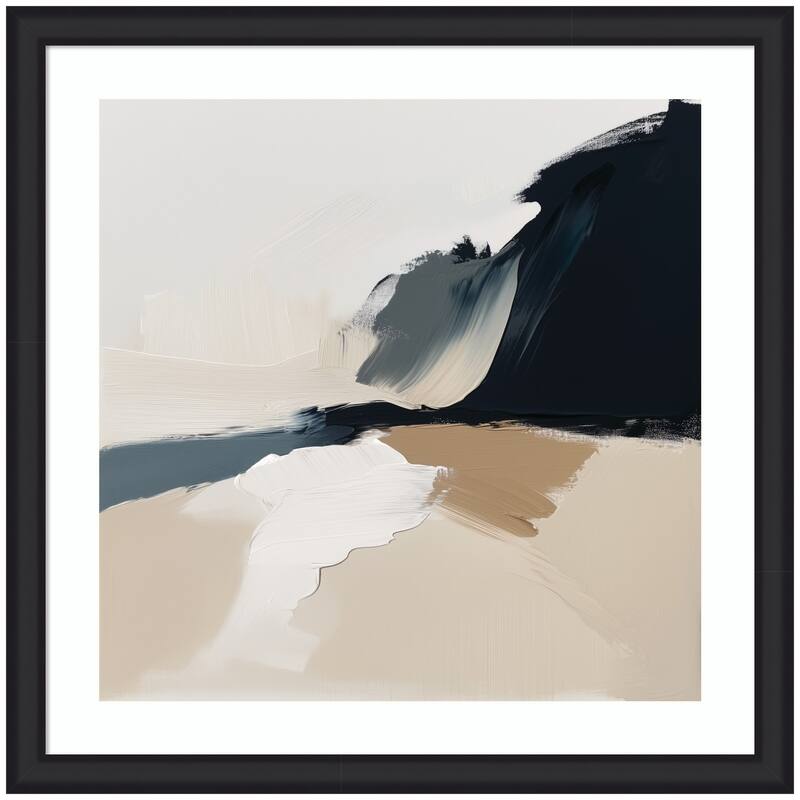 Kate and Laurel Framed Art Coastal Sand Modern Abstract Landscape II by The Creative Bunch Studio - 35x35 - Black