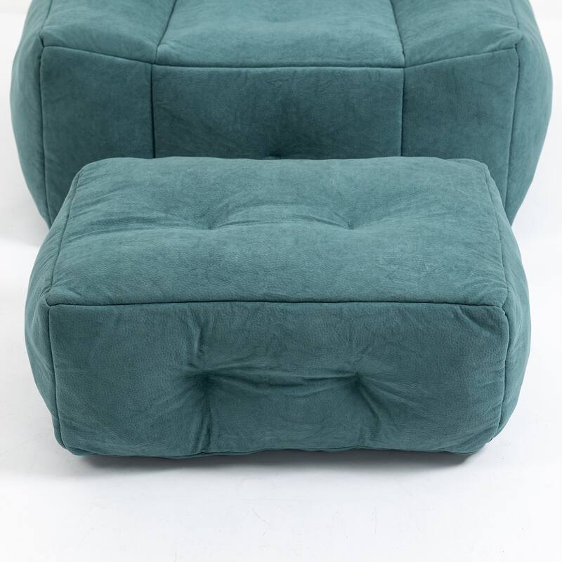Velvet Memory Foam Bean Bag Super Soft Lounge Chair with Ottoman