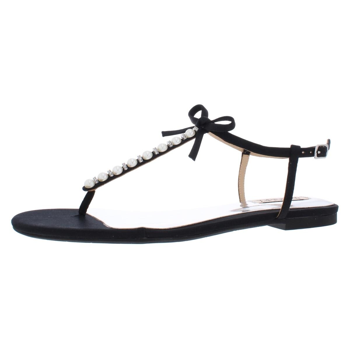 black embellished flat sandals