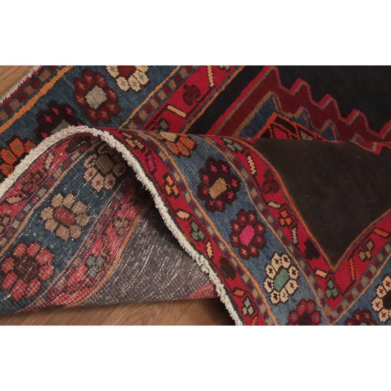 Hand Knotted Oriental 100% Wool Carpet Traditional Geometric Greys & Charcoal Ardebil Runner Rug - 10' 1'' X 3' 8''