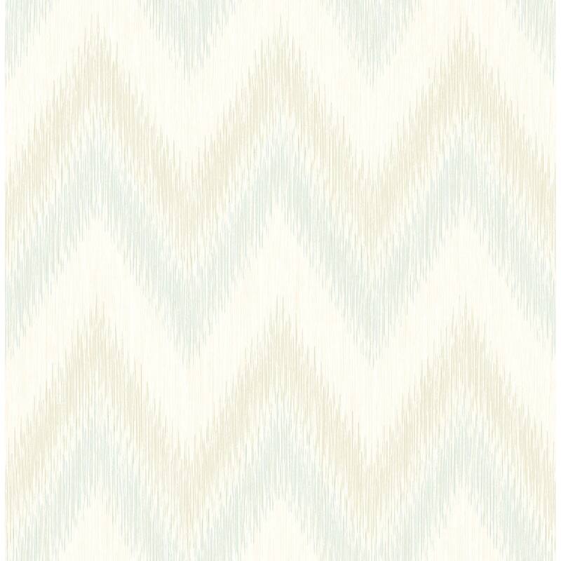 Seabrook Designs Lillian August Regent Flamestitch Stringcloth Unpasted Wallpaper - 20.5 in. W x 33 ft. L - Sea Glass and Eggshell
