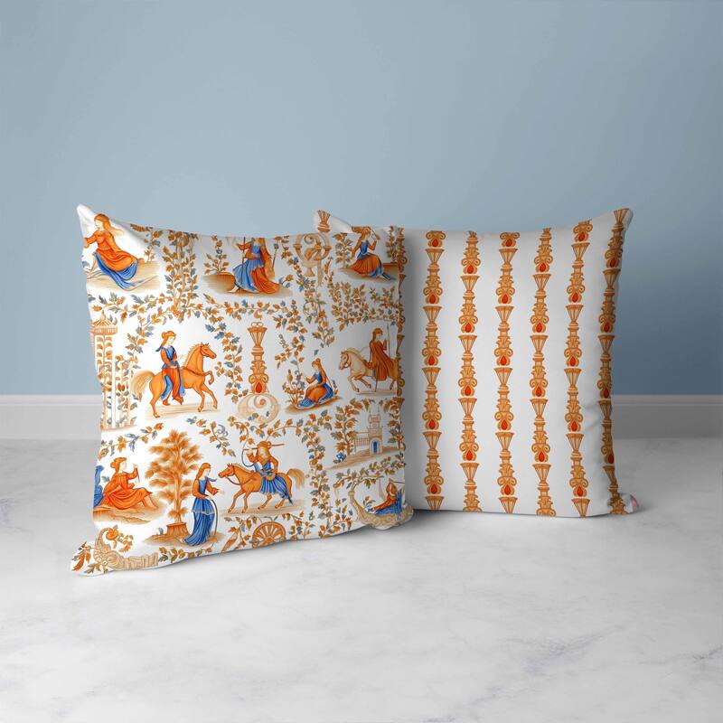 Celestial Tangle Faux Suede Reversible Throw Pillow Orange and Blue