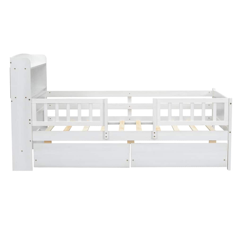 Wood Twin Size Platform Bed with Built in LED Light