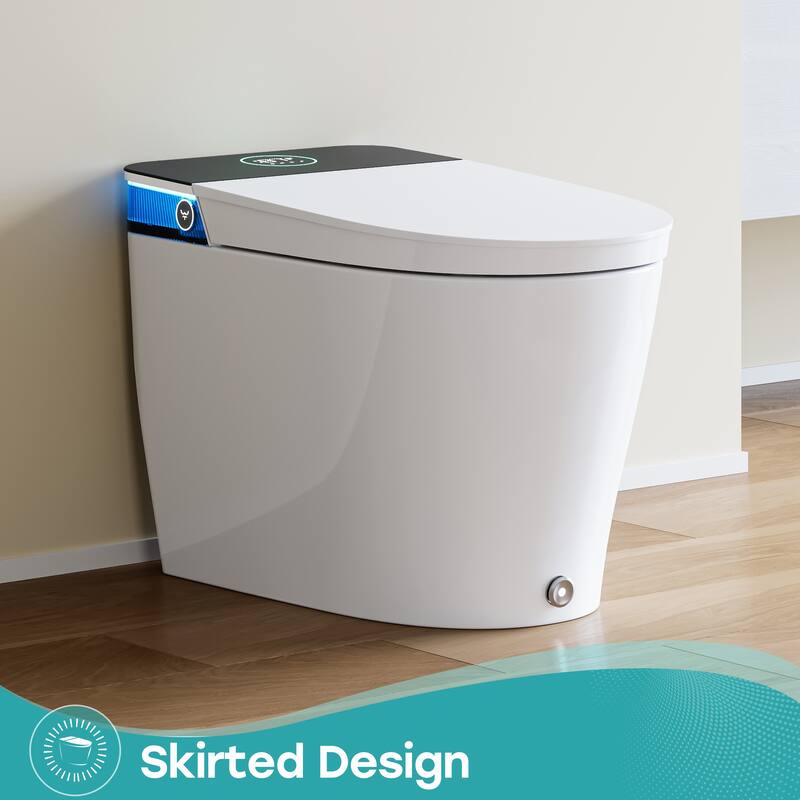 HOROW T38D Elongated Smart Toilet Bidet Foot Kick Flush Warm Water Remote White