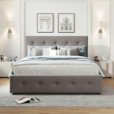 Upholstered Platform Bed with 2 Drawers and 1 Twin XL Trundle