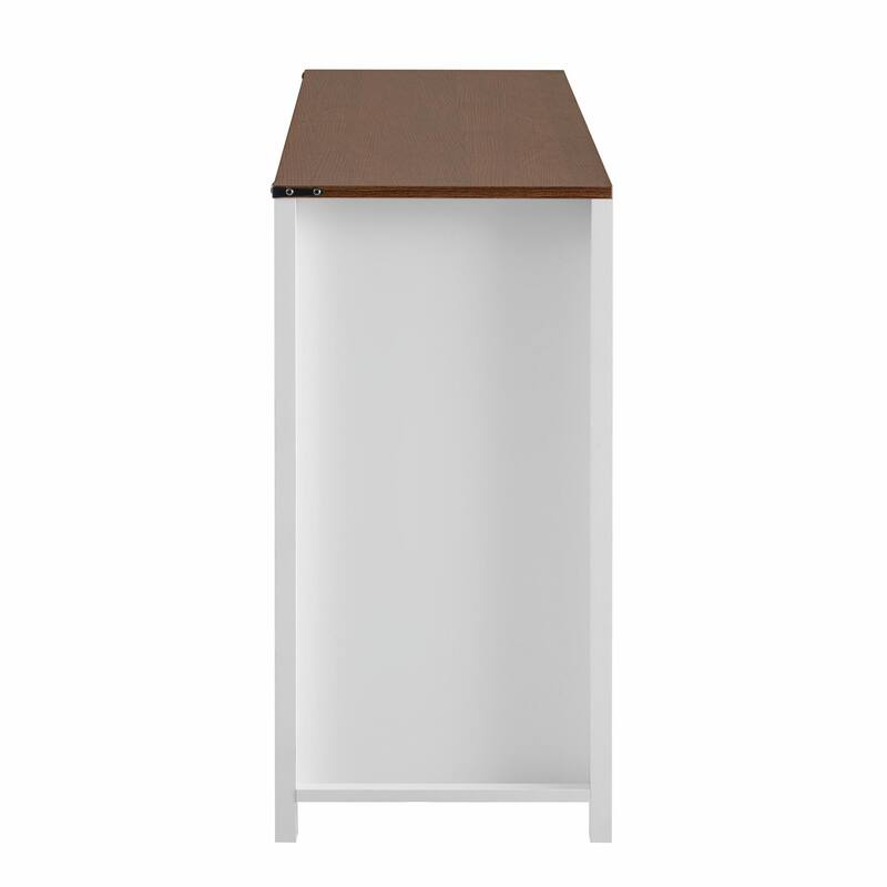 55'' Sliding Barn Door Sideboard with 3 Drawers, Particle Board & Metal Mesh Storage Cabinet