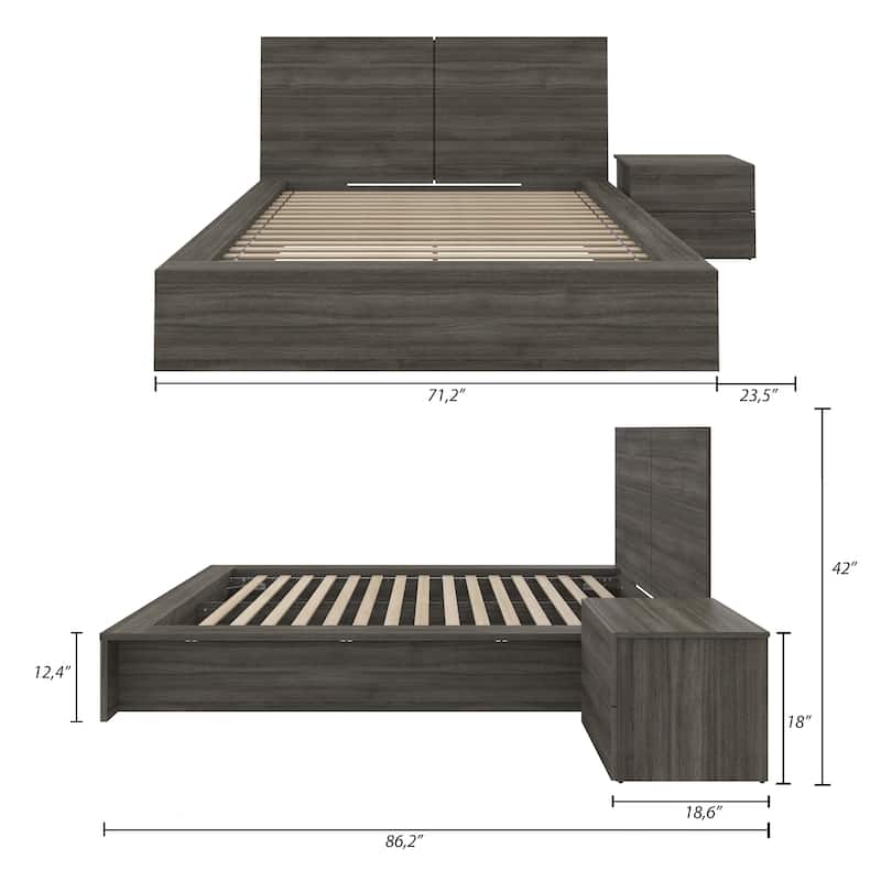 James 3-Piece Bedroom Set with Bed, Headboard, and Nightstand