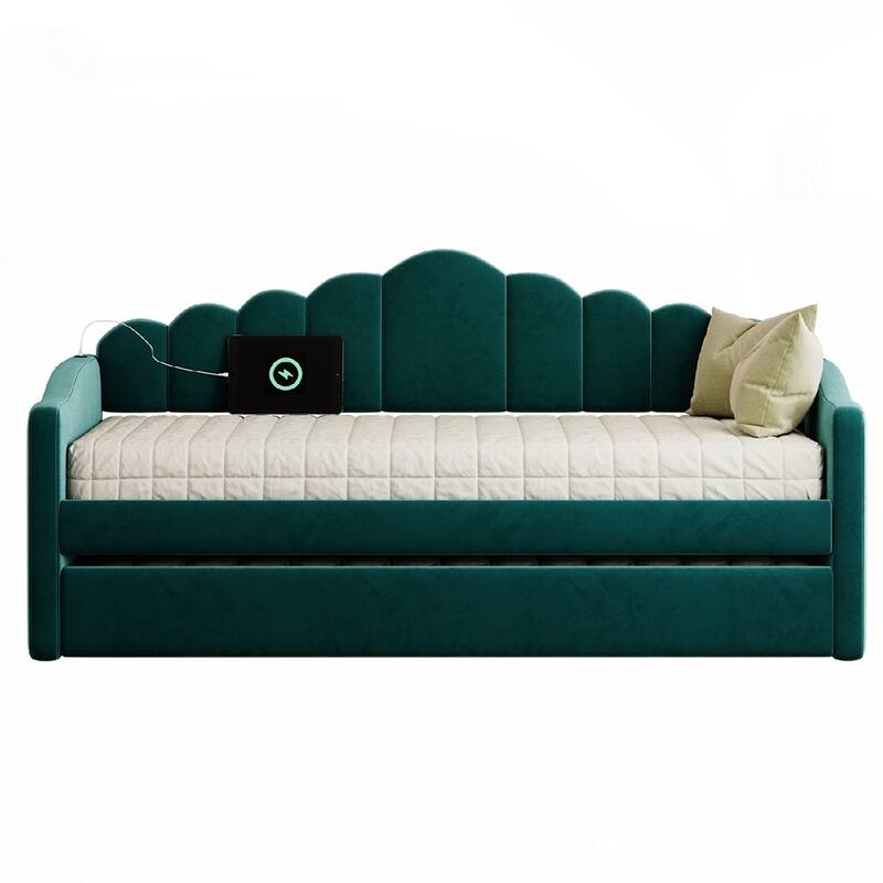 Velvet Sofabed with USB Charging Ports