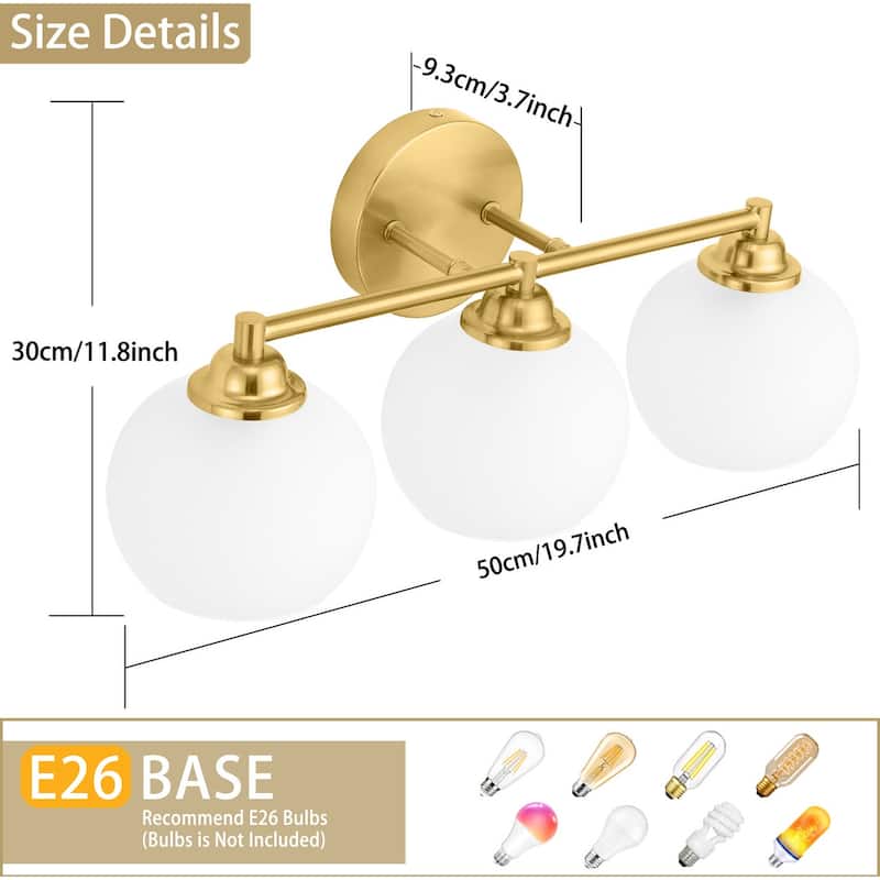3 Light Bathroom Vanity Light Gold Modern Wall Sconce Mirror Light Fixture with Clear Glass