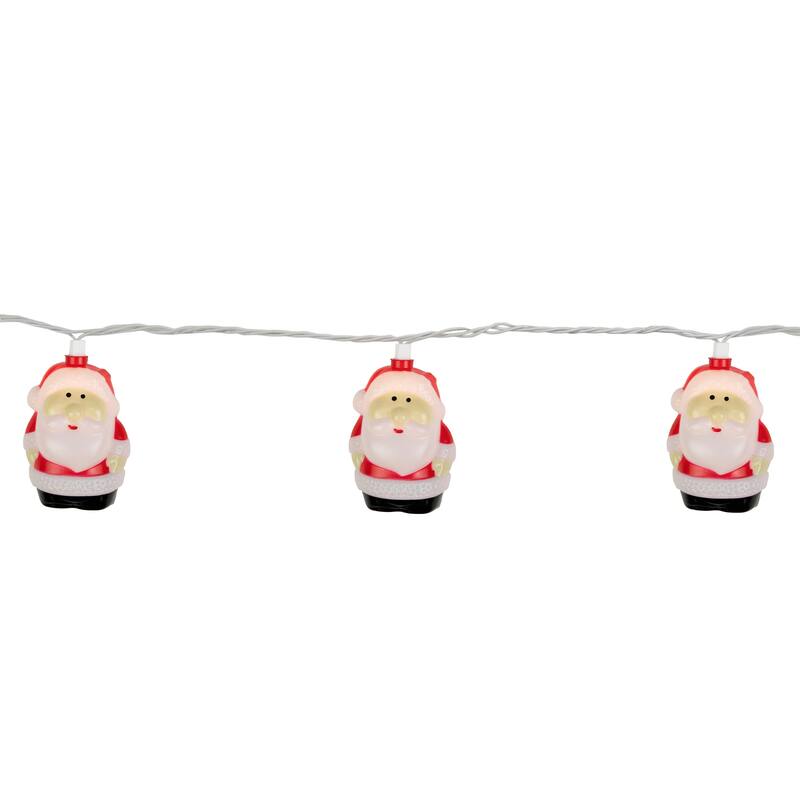 Santa Claus Christmas Light Set - Clear - 6' Green Wire - 10ct