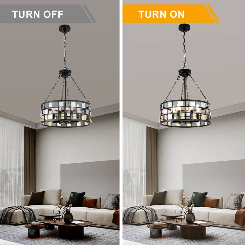 Bella Depot 6-light Pendant Light Modern Colored Chandelier with Adjustable Chian - 17.7"