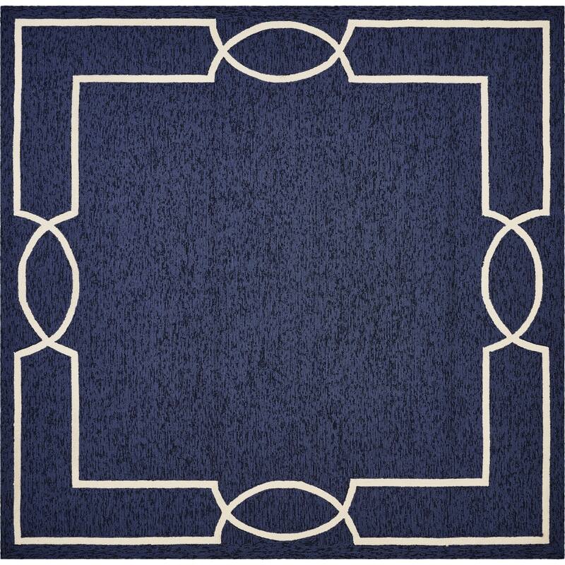 HomeRoots Geometric Transitional Square Outdoor Rug - 7' Square