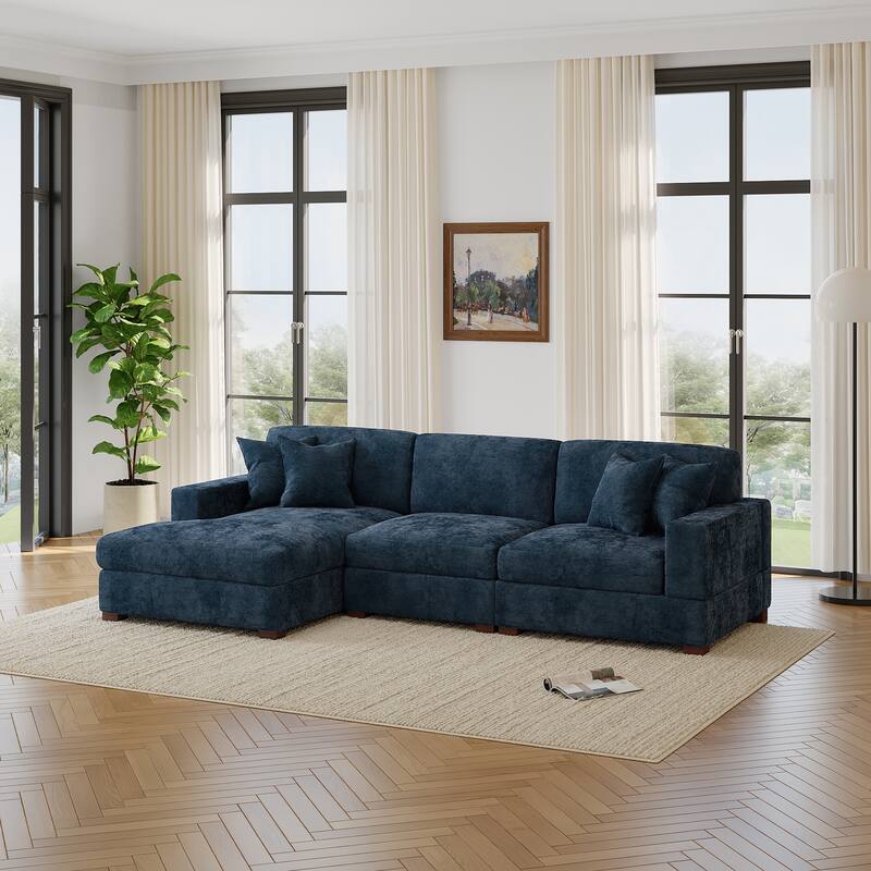 Oversized Modern Chenille Modular Sectional Sofa with Chaise
