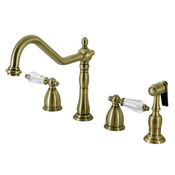 Wilshire TwoHandle 4Hole Deck Mount Widespread Kitchen Faucet with