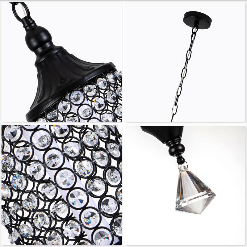 CurveCurio 7" Classic Crystal Pendant w Dimmable LED Light, Adjustable Hanging Chain up to 70 inches