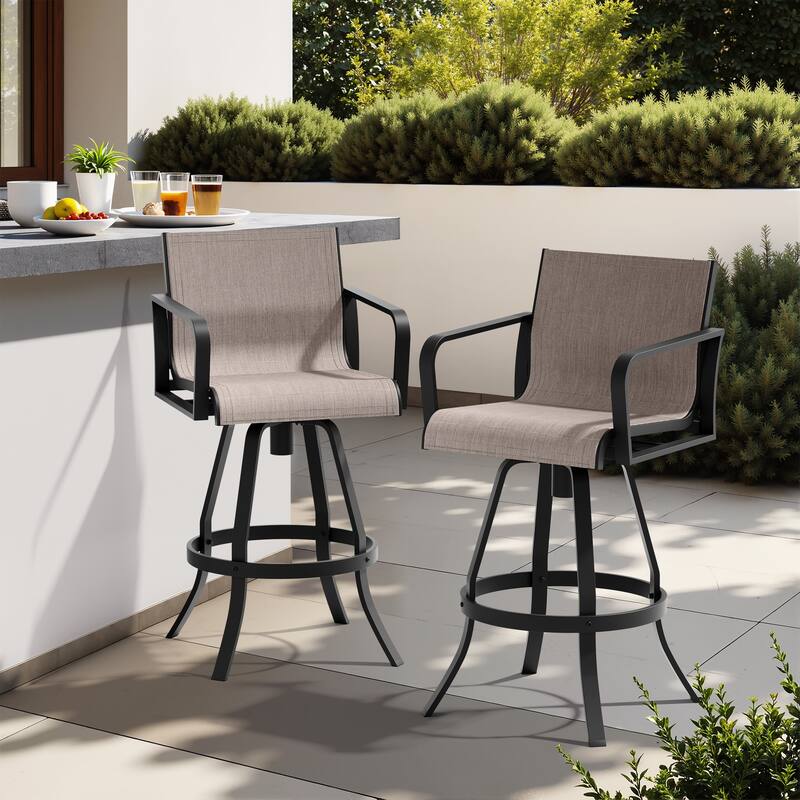 Outdoor Indoor Patio Aluminum Premium Sunbrella Fabric Swivel Barstools