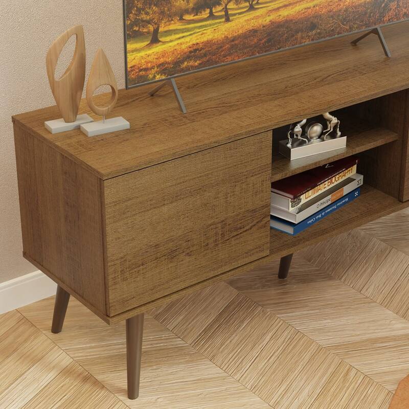Madesa TV Stand Console with 2 Doors and 2 Shelves with Cable Management for 50, 55 Inch Media Storage