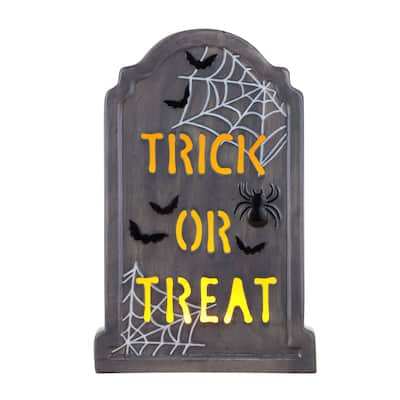 Mr. Halloween 10" Ceramic LED Tombstone -Trick or Treat