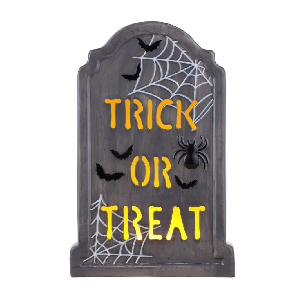 Mr. Halloween 10" Ceramic LED Tombstone -Trick or Treat