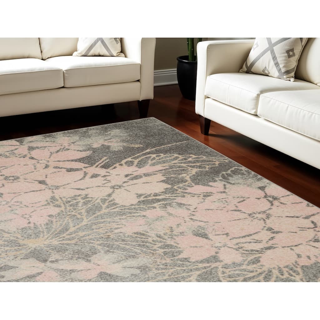 HomeRootsFloral Contemporary Rectangle Area Rug - 120' X '96' X '0.5