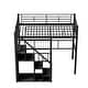 preview thumbnail 7 of 10, Black Twin Metal Loft Bed with Built-In Storage Stairs, Hanging Wardrobe Space, and Guardrails - No Box Spring Required