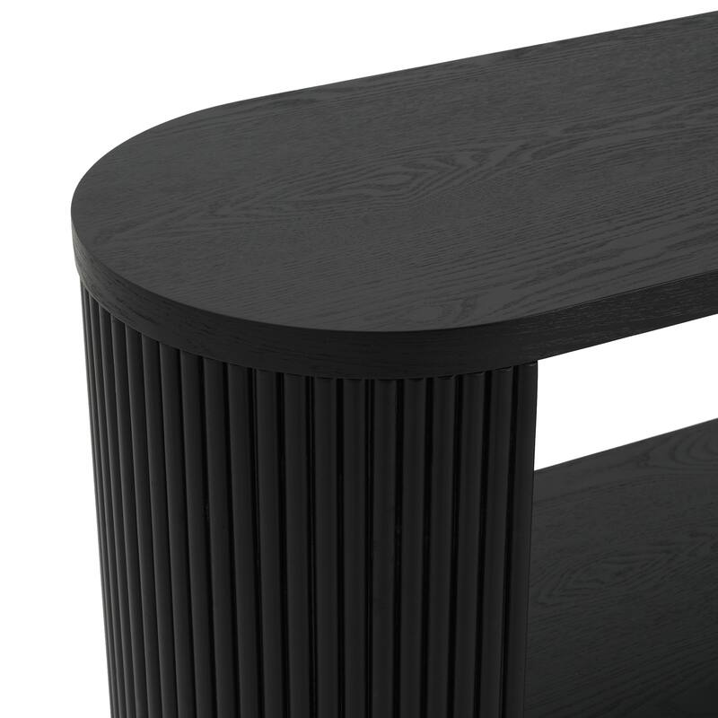 Slim Sofa Table with Open Shelf AND Elegant Wood Grain