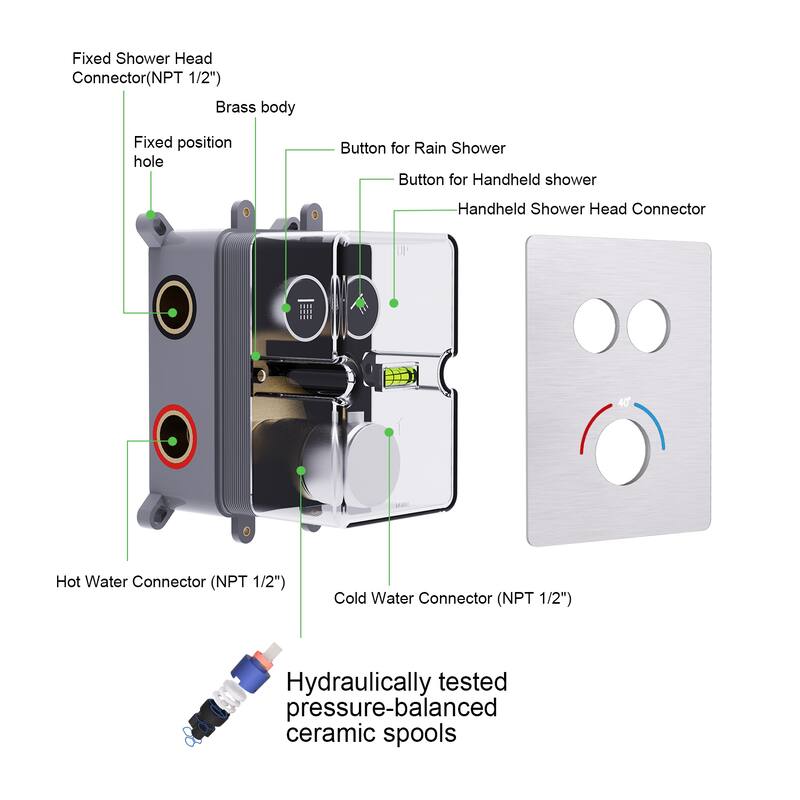 GIVINGTREE Complete Shower System with Rough-In Valve - 12 inch