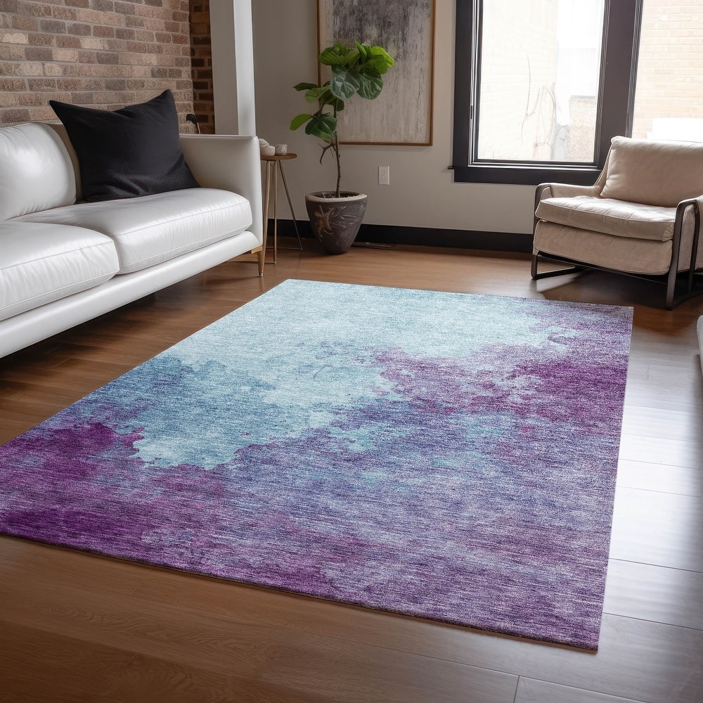 Machine Washable Indoor/ Outdoor Abstract Modern Chantille Rug