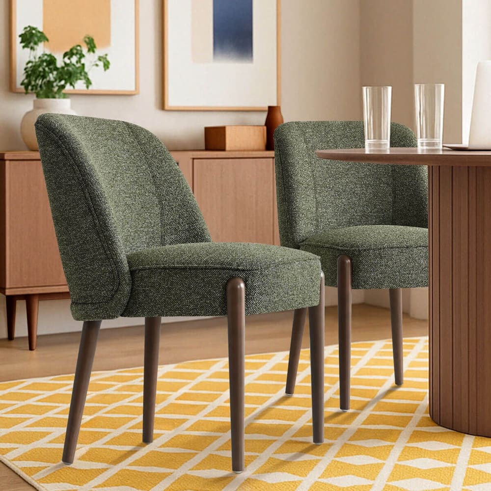 19.5" Seat Height Upholstered Solid Wood Full Back Dining Side Chair