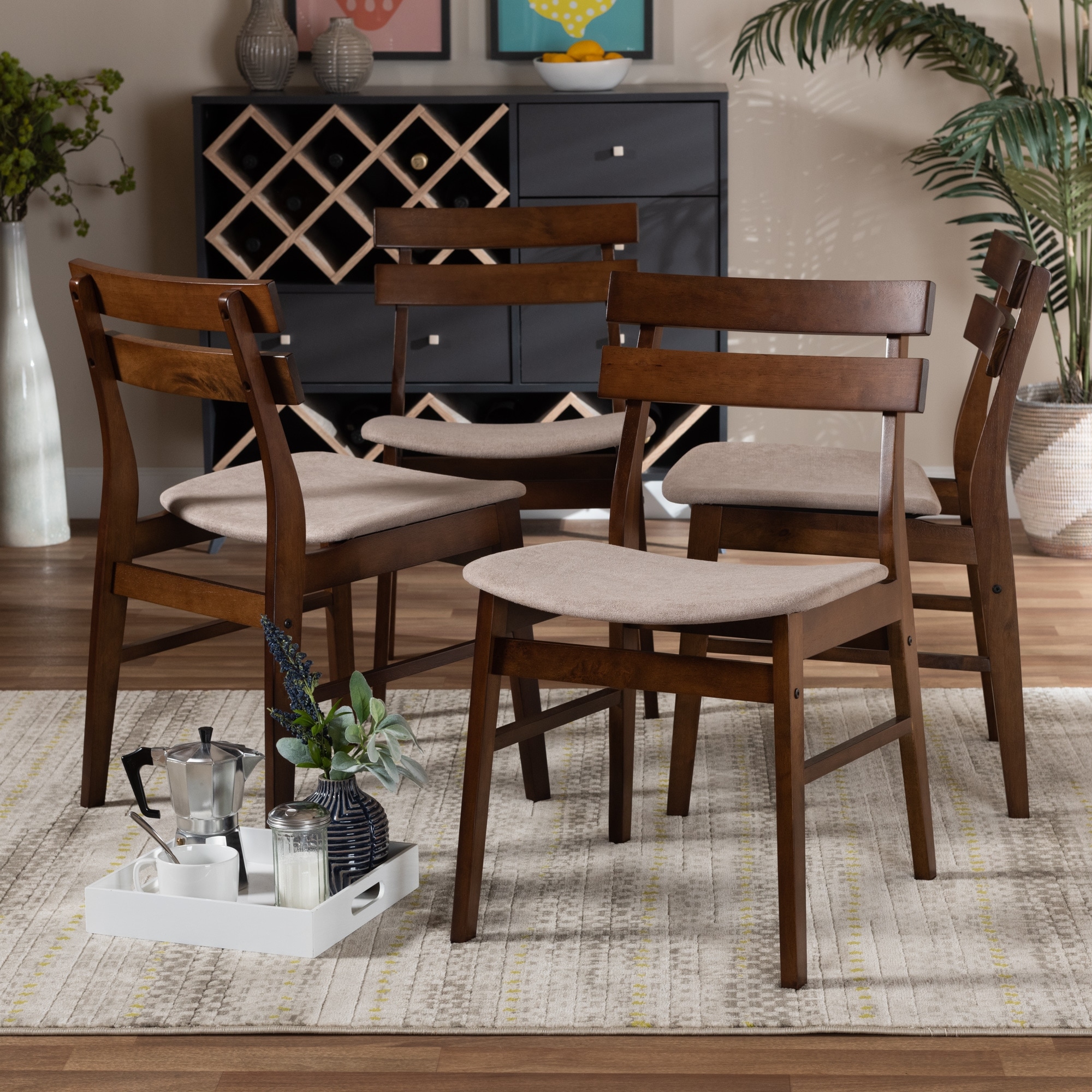 Devlin Mid-Century Modern Transitional 4-Piece Dining Chair Set