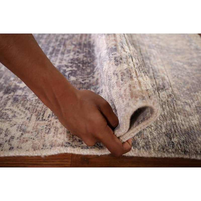 All-Over Abstract Oriental Accent Rug Handmade Wool Carpet - 2'8" x 4'9"