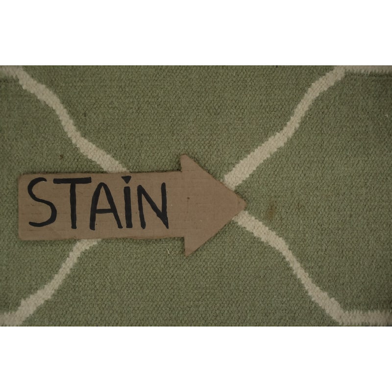 Hand Woven Oriental 100% Wool Carpet Southwestern All-Over Green Kilim Area Rug - 10' 10'' X 7' 10''