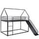 preview thumbnail 8 of 26, Twin House Bunk Bed with Slide, Ladder, Guardrails, Metal Frame, Black