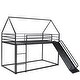 preview thumbnail 8 of 13, Twin over Twin Bunk Bed Metal Frame Creativity House Bed with Ladder and Slide for Kids Teens