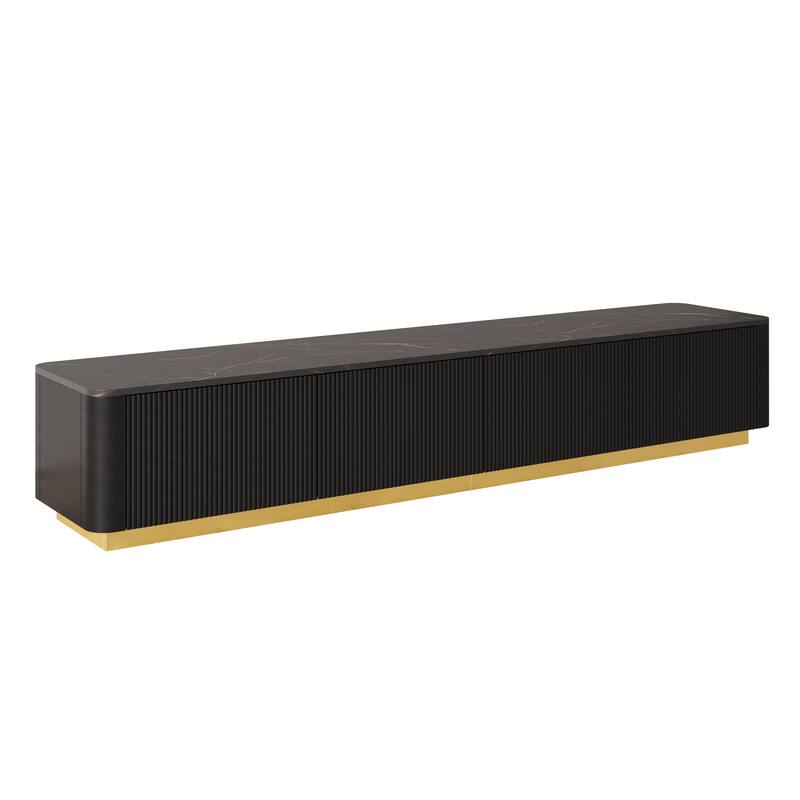 Wooden Storage TV Cabinet with Gold Base, 4 Drawers, for TVs Up to 85"