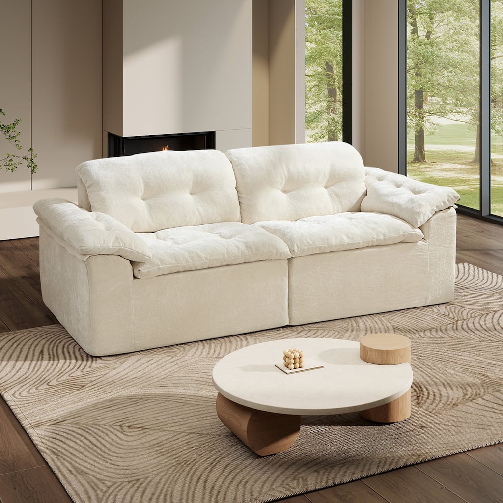 Rossetta Modular Design Cushioned Modular Chenille Fabric Sleeper Loveseat Sofa