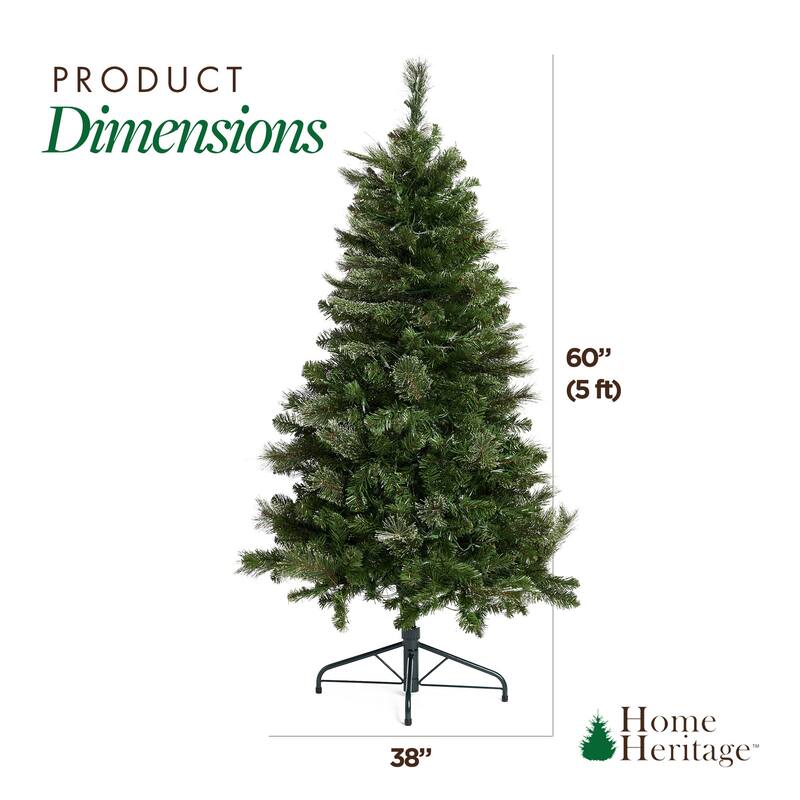 Home Heritage 1-1.5 In Rotating Metal Stand, Green with 5 Foot Christmas Tree