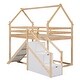 preview thumbnail 30 of 28, Twin over Twin Loft Bunk Bed with Slide & Staircase, House-Shaped Wood House Bed Frame & Full-Length Fence No Box Spring Needed