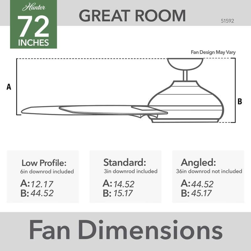 Hunter 72" Downtown Windmill Outdoor Ceiling Fan & Wall Control - Damp Rated - Industrial, Modern - ENERGY STAR!