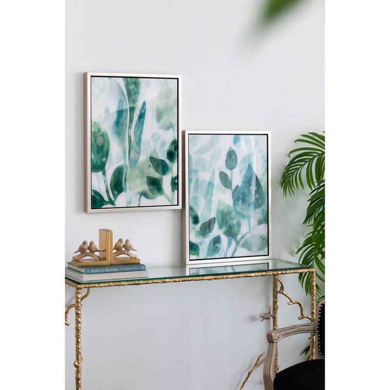 Modern Wall Decor Printed Acrylic Decor with Watercolor Leaf Pattern, for Living Room Bedrrom Entryway Office, Set of 2