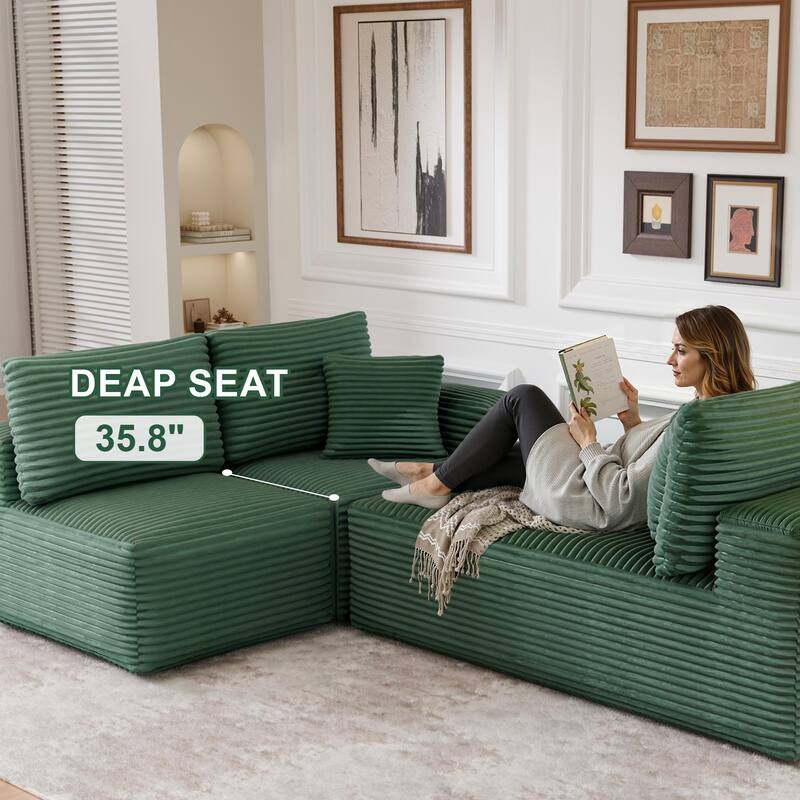 104" Modular Sectional Sofa with L-Shape Chaise Modern Upholstered Cloud Couches with Throw Pillows - 104 in.W x 23.6 in.H