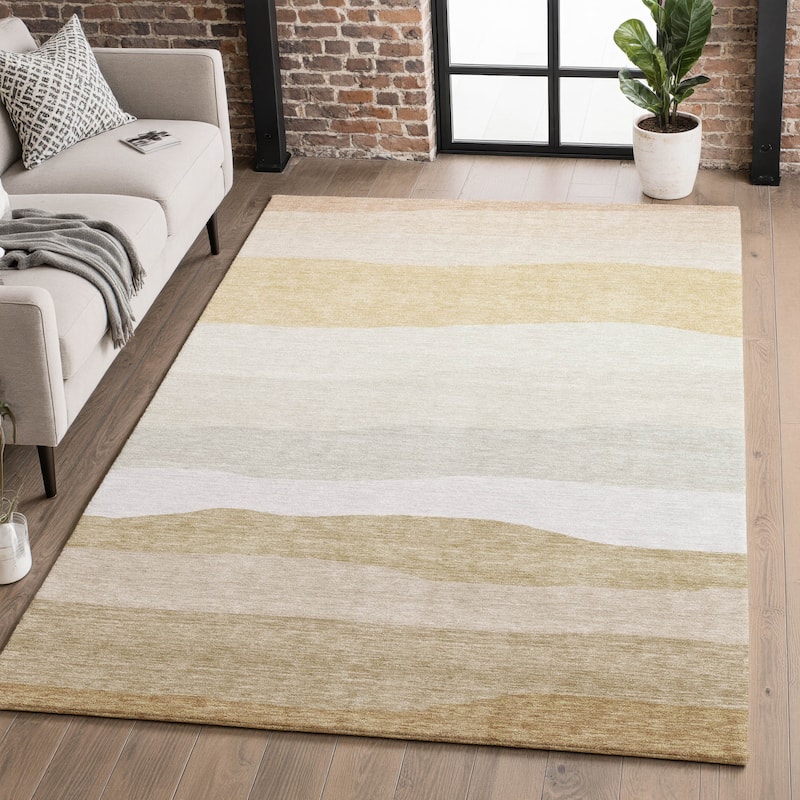 Premium Washable Super Soft Ombre Stripe Mayfield Rug - Wheat - 8' x 10'