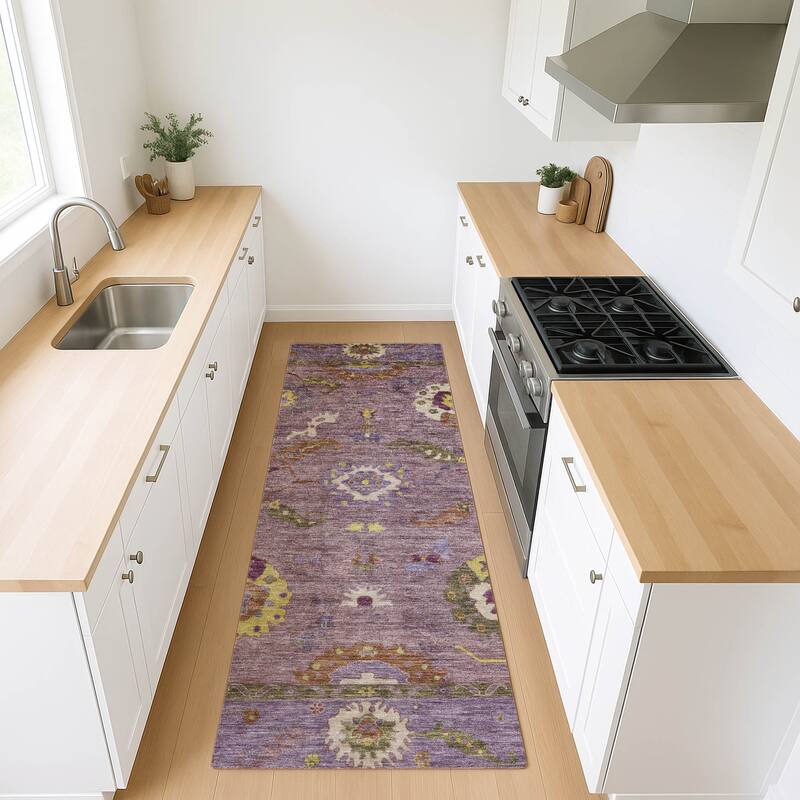 Machine Washable Indoor/ Outdoor Traditional Boho Chantille Rug