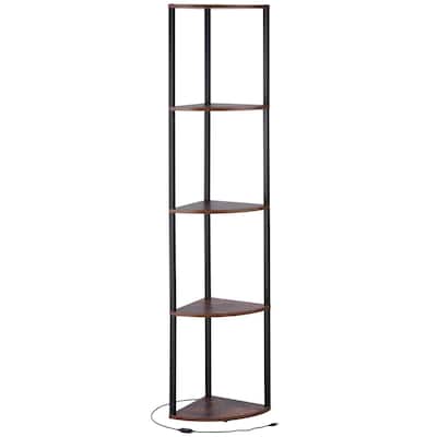 5-Tier Corner Shelf with LED Light Tall Display Stand for Home & Office - 11.6 x 11.6 x 64 in
