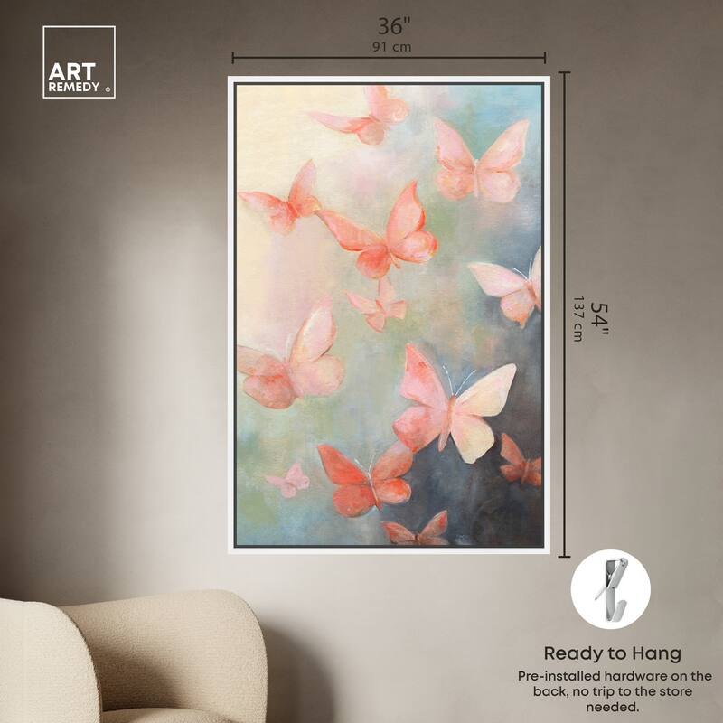 Art Remedy Peaceful Butterflies Framed Butterfly 1 Piece Canvas Wall Art