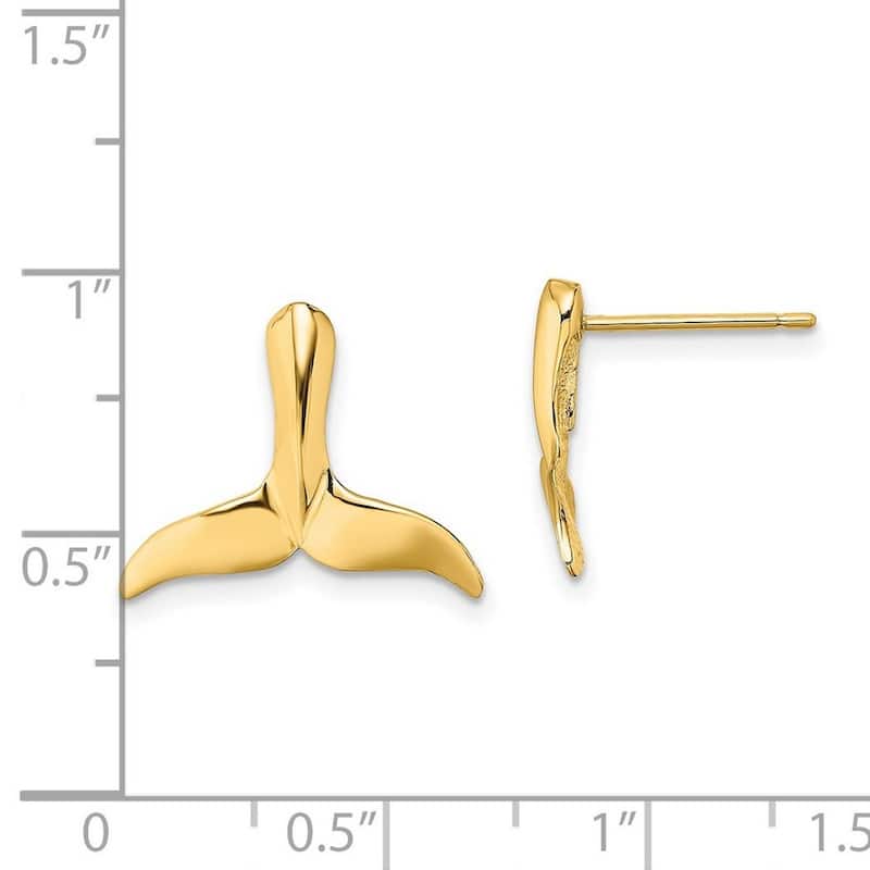 Curata 14k Yellow Gold Whale Tail Post Earrings 2 d - 12.85x15.8mm