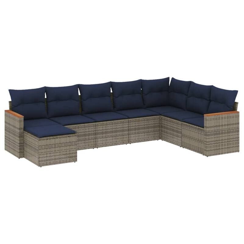 vidaXL Patio Sofa Set with Cushions Outdoor Conversation Furniture Poly Rattan - 24.4x 24.4x 27.2