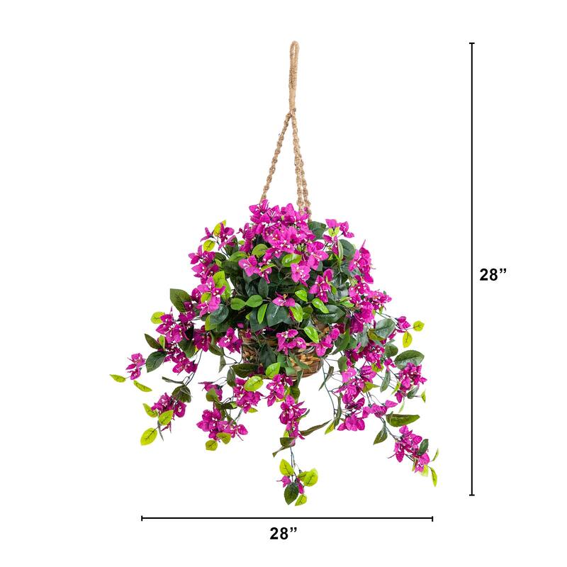 28-in UV Resistant Artificial Bougainvillea in Hanging Basket